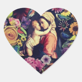 Maagd Mary Jesus Rozen zonder blote maagd drijft r Hart Sticker