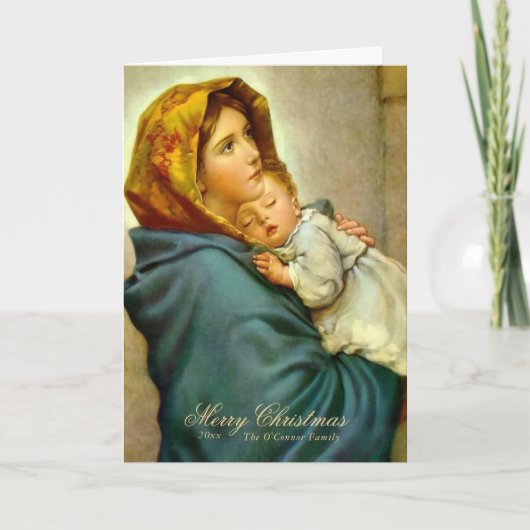 Maagd Mary & Jezus met een katholieke kerstfoto Feestdagen Kaart (Voorkant)