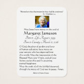 Maagd Mary Katholieke begrafenis Memorial Heilige  Visitekaartje (Achterkant)