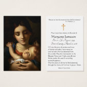 Maagd Mary Katholieke begrafenis Memorial Heilige  Visitekaartje (Voorkant /achterkant)