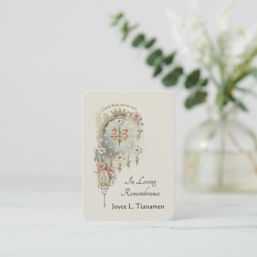 Maagd Mary Katholieke begrafenis Memorial Heilige  Visitekaartje (Staand voorkant)