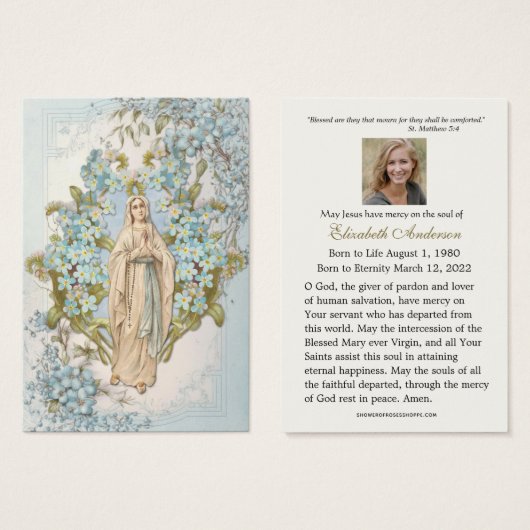 Maagd Mary Katholieke begrafenis Memorial Heilige  Visitekaartje (Voorkant /achterkant)