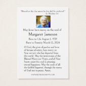 Maagd Mary Katholieke begrafenis Memorial Heilige  Visitekaartje (Achterkant)