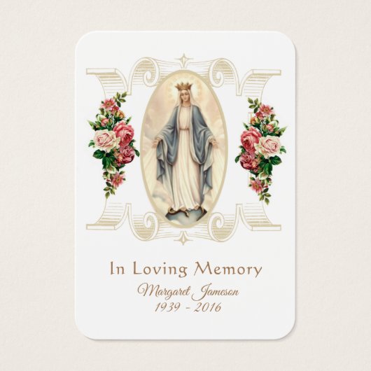 Maagd Mary Katholieke begrafenis Memorial Heilige  Visitekaartje (Voorkant)