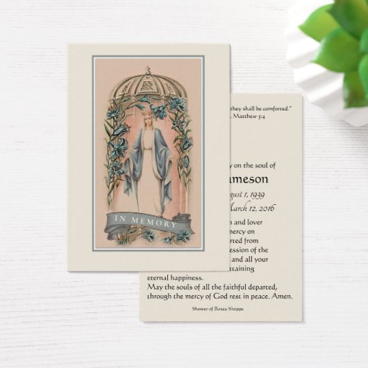 Maagd Mary Katholieke begrafenis Memorial Heilige Visitekaartje (Bureau)