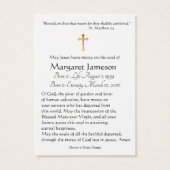 Maagd Mary Katholieke begrafenis Memorial Heilige  Visitekaartje (Achterkant)
