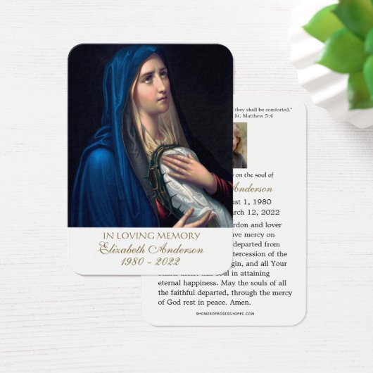 Maagd Mary Katholieke begrafenis Memorial Heilige  Visitekaartje (Bureau)