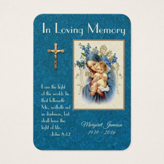 Maagd Mary Katholieke begrafenis Memorial Heilige Visitekaartje (Voorkant)