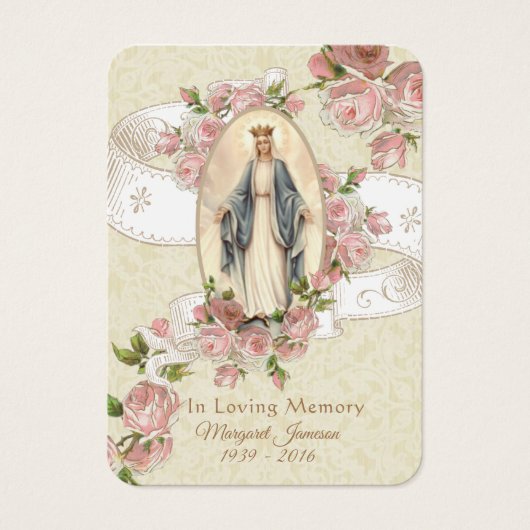 Maagd Mary Katholieke begrafenis Memorial Heilige  Visitekaartje (Voorkant)