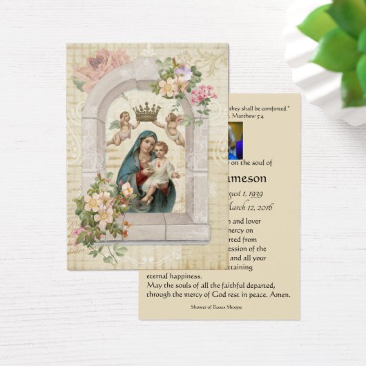 Maagd Mary Katholieke begrafenis Memorial Heilige  Visitekaartje (Bureau)