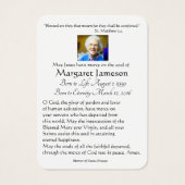 Maagd Mary Katholieke begrafenis Memorial Heilige  Visitekaartje (Achterkant)