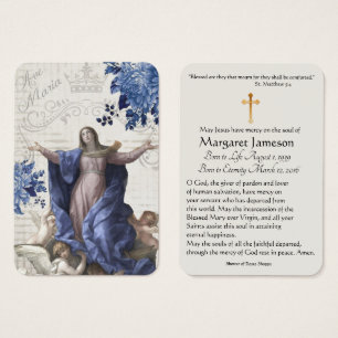 Maagd Mary Katholieke begrafenis Memorial Heilige Visitekaartje
