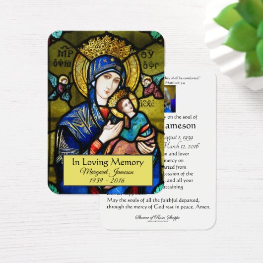 Maagd Mary Katholieke begrafenis Memorial Heilige  Visitekaartje (Bureau)