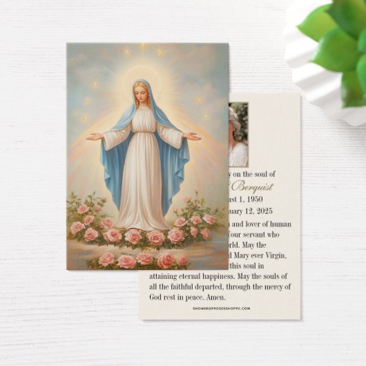 Maagd Mary Katholieke begrafenis Memorial Heilige  Visitekaartje (Bureau)