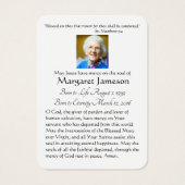 Maagd Mary Katholieke begrafenis Memorial Heilige  Visitekaartje (Achterkant)