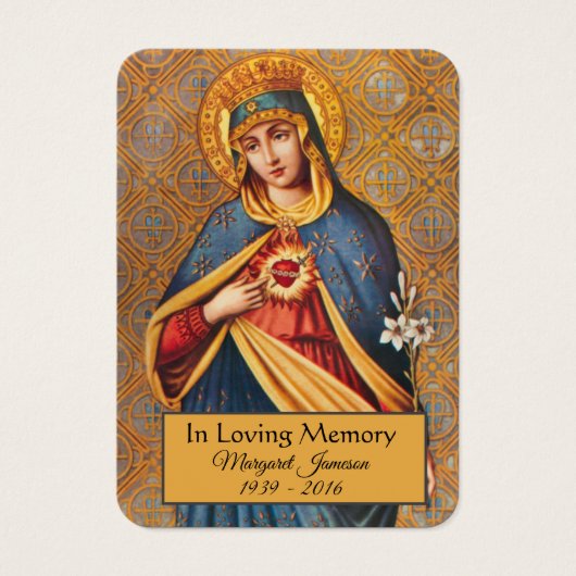 Maagd Mary Katholieke begrafenis Memorial Heilige  Visitekaartje (Voorkant)