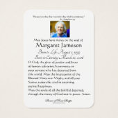 Maagd Mary Katholieke begrafenis Memorial Heilige  Visitekaartje (Achterkant)