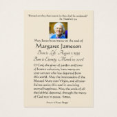 Maagd Mary Katholieke begrafenis Memorial Heilige  Visitekaartje (Achterkant)