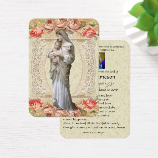 Maagd Mary Katholieke begrafenis Memorial Heilige  Visitekaartje (Bureau)
