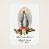 Maagd Mary Katholieke begrafenis Memorial Heilige  Visitekaartje (Voorkant)