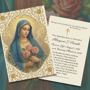 Maagd Mary Katholieke begrafenis Memorial Heilige Visitekaartje