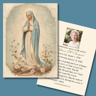 Maagd Mary Katholieke begrafenis Memorial Heilige Visitekaartje