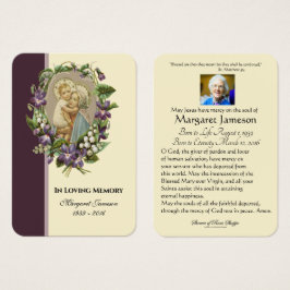 Maagd Mary Katholieke begrafenis Memorial Heilige Visitekaartje