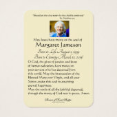 Maagd Mary Katholieke begrafenis Memorial Heilige Visitekaartje (Achterkant)