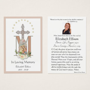 Maagd Mary Katholieke begrafenis Memorial Heilige Visitekaartje