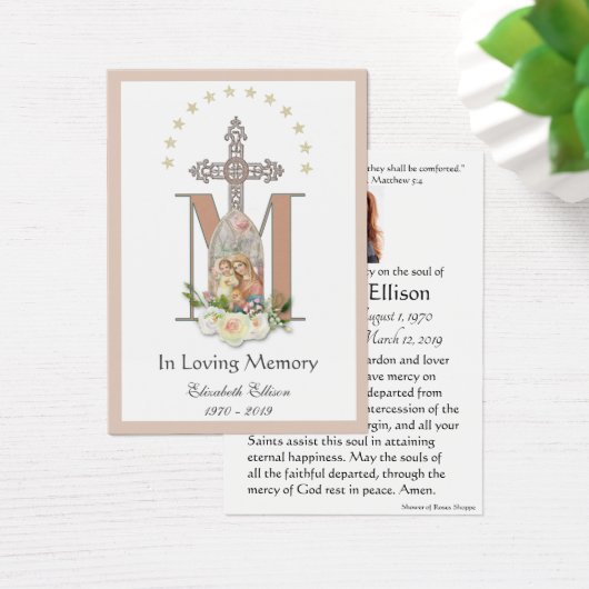 Maagd Mary Katholieke begrafenis Memorial Heilige  Visitekaartje (Bureau)