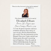 Maagd Mary Katholieke begrafenis Memorial Heilige  Visitekaartje (Achterkant)