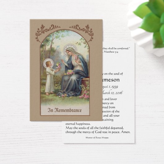 Maagd Mary Katholieke begrafenis Memorial Heilige Visitekaartje (Bureau)