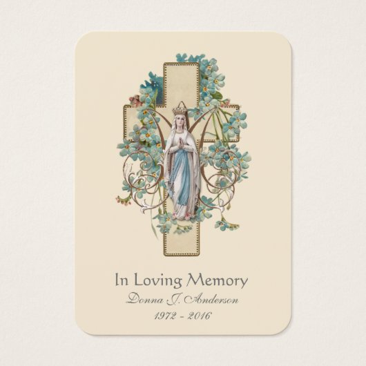 Maagd Mary Katholieke begrafenis Memorial Heilige  Visitekaartje (Voorkant)