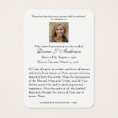 Maagd Mary Katholieke begrafenis Memorial Heilige  Visitekaartje (Achterkant)