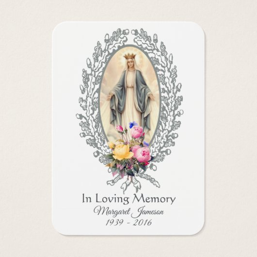 Maagd Mary Katholieke begrafenis Memorial Heilige  Visitekaartje (Voorkant)