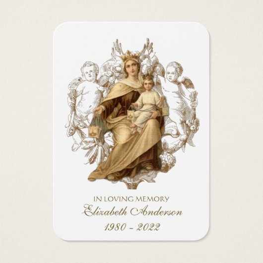 Maagd Mary Katholieke begrafenis Memorial Heilige Visitekaartje (Voorkant)