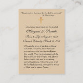 Maagd Mary Katholieke begrafenis Memorial Heilige  Visitekaartje (Achterkant)