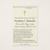 Maagd Mary Katholieke begrafenis Memorial Heilige  Visitekaartje (Achterkant)