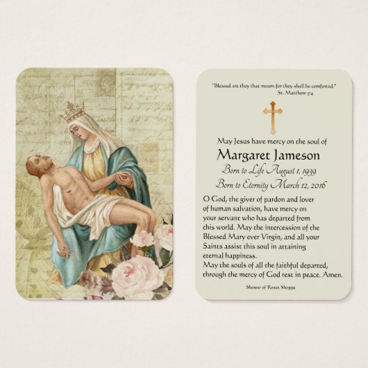Maagd Mary Katholieke begrafenis Memorial Heilige Visitekaartje (Voorkant /achterkant)
