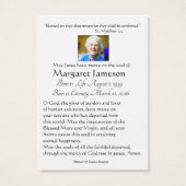 Maagd Mary Katholieke begrafenis Memorial Heilige  Visitekaartje (Achterkant)