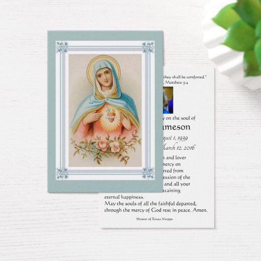 Maagd Mary Katholieke begrafenis Memorial Heilige  Visitekaartje (Bureau)