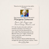 Maagd Mary Katholieke begrafenis Memorial Heilige  Visitekaartje (Achterkant)