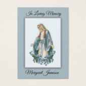 Maagd Mary Katholieke begrafenis Memorial Heilige  Visitekaartjes (Voorkant)