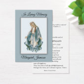 Maagd Mary Katholieke begrafenis Memorial Heilige  Visitekaartjes (Bureau)