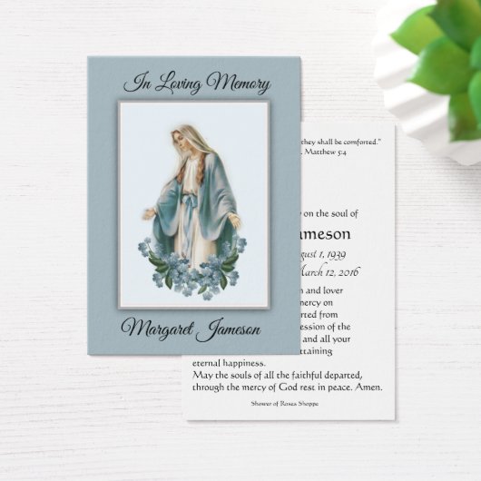 Maagd Mary Katholieke begrafenis Memorial Heilige  Visitekaartjes (Bureau)