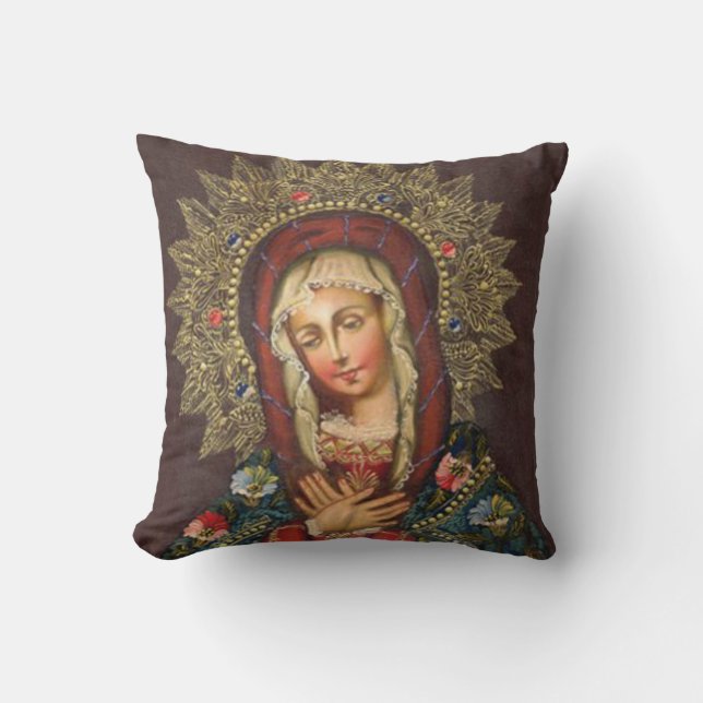  Maagd Mary Madonna Flowers Kussen (Voorkant)