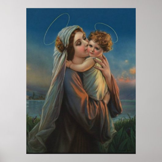 Maagd Mary Madonna, zonder blote ogen, met kind Je Poster (Voorkant)