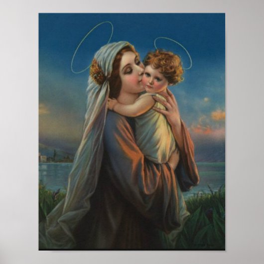 Maagd Mary Madonna, zonder blote ogen, met kind Je Poster (Voorkant)