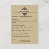 Maagd Mary Memorare Heilige Kaart zonder blote voe Visitekaartje (Achterkant)