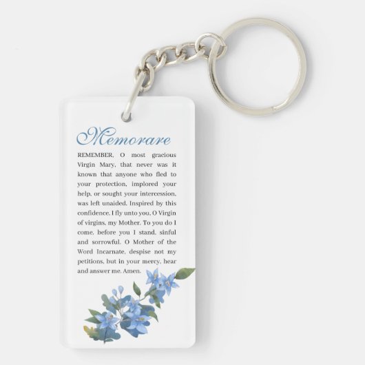 Maagd Mary Memorare is katholiek gebed  Sleutelhanger (achterkant)
